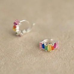 VANESSA RAINBOW SILVER CREOL EARRING