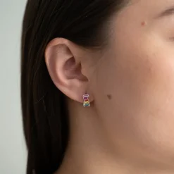 VANESSA RAINBOW SILVER CREOL EARRING