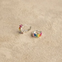 VANESSA RAINBOW SILVER CREOL EARRING